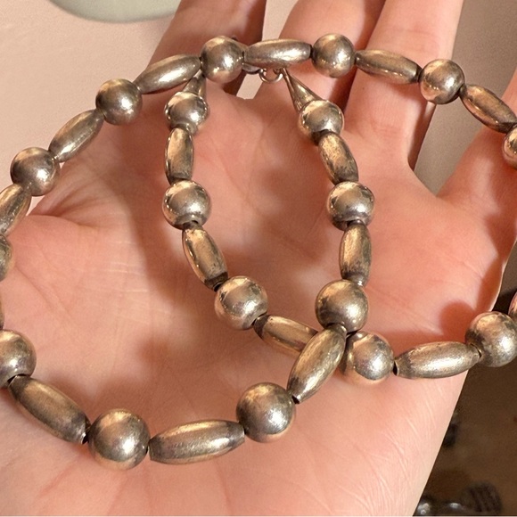 Vintage Rising Sun Navajo Sterling Silver Pearls Southwestern Choker Necklace - Picture 15 of 17